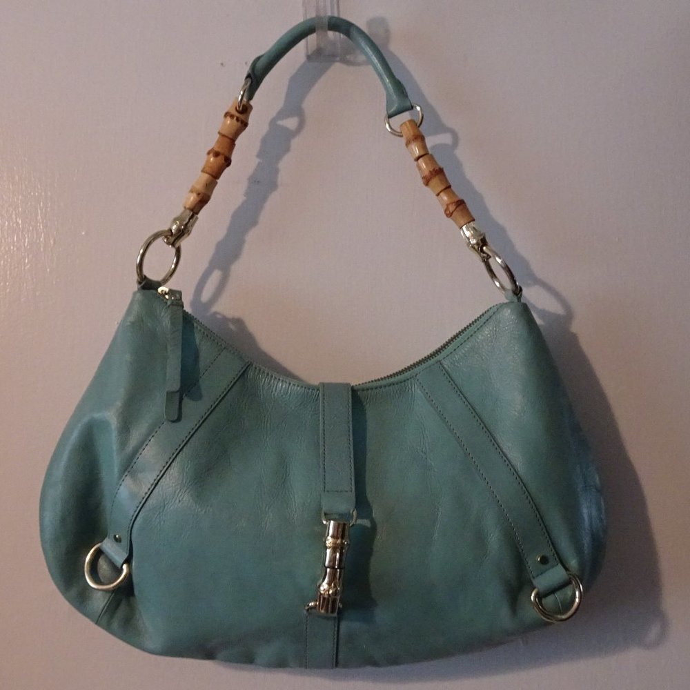 Mint green leather purse